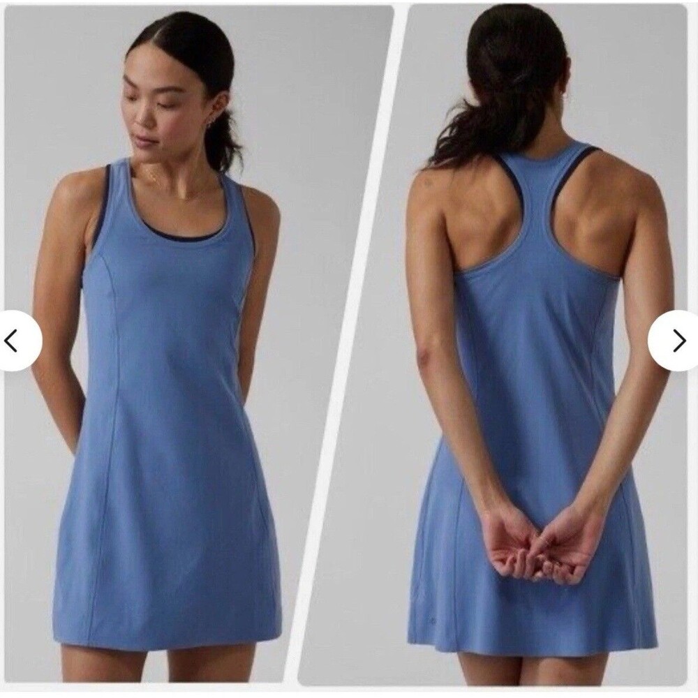 Athleta On My Way Dress size L Powervita Cottage Blue Golf Athleisure Loungewear